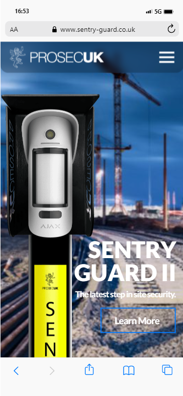 The homepage of Sentry Guard