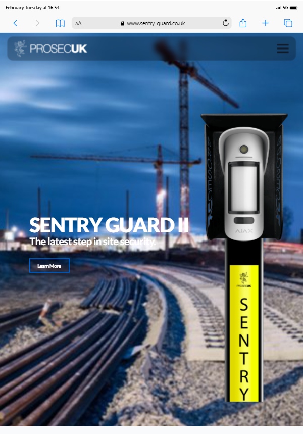 The homepage of Sentry Guard